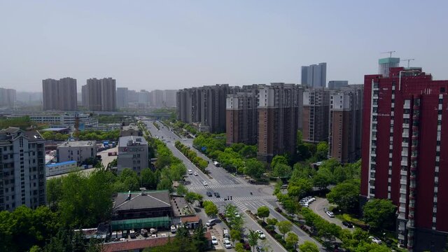 aerial photography of nanjing city architecture skyline