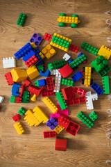 Top view of yellow plastic blocks.