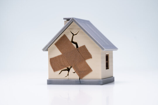 Damaged Broken House With Crack