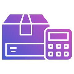 Estimate cost delivery with calculator flat gradient icon