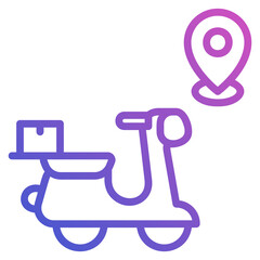 Location Delivery with motorcycle and pin line gradient icon