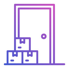 Parcel box in front of the door line gradient icon
