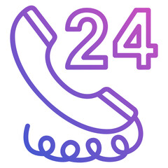 Calling 24 hours line gradient icon