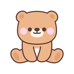 Cute bear sitting.Animal cartoon character design.Vector illustration.