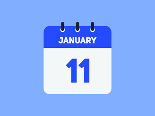 January 11 text calendar reminder. 11th January daily calendar icon template
