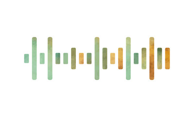 audio wave isolated vector green watercolor textured illustration