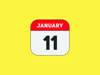 January 11 text calendar reminder. 11th January daily calendar icon template
