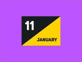 January 11 text calendar reminder. 11th January daily calendar icon template
