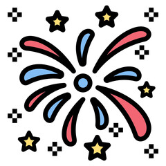 Firework filled line color icon