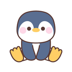 Cute penguin sitting.Animal cartoon character design.Vector illustration.