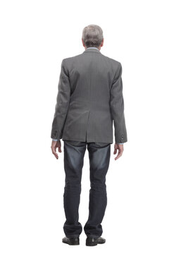 Isolated studio shot of a business man from behind
