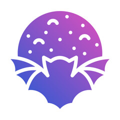 Midnight with bat and moon flat gradient icon