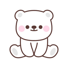 Cute polar bear sitting.Animal cartoon character design.Vector illustration.