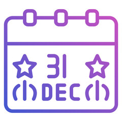 31 December with Calendar line gradient icon