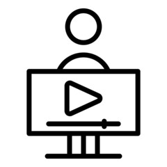 Training screen icon outline vector. Video webinar