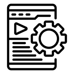 Video gear icon outline vector. Call movie