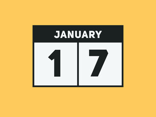 January 17 text calendar reminder. 17th January daily calendar icon template