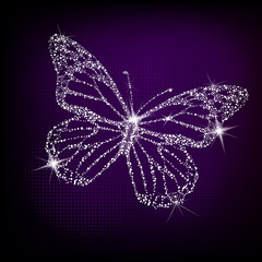 Shining crystal butterfly. Vector illustration