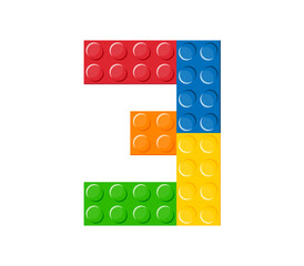 Fototapeta premium Colorful brick toy and number block flat vector illustration. 