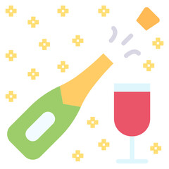 Wedding Champagne flat icon