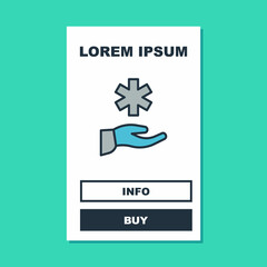 Filled outline Cross hospital medical icon isolated on turquoise background. First aid. Diagnostics symbol. Medicine and pharmacy sign. Vector