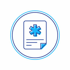 Filled outline Medical clipboard with clinical record icon isolated on white background. Prescription, medical check marks report. Vector