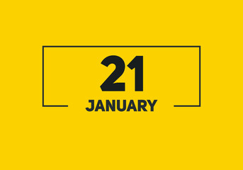 January 21 text calendar reminder. 21th January daily calendar icon template