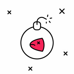 Filled outline Bomb ready to explode icon isolated on white background. Vector