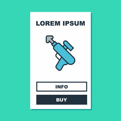 Filled outline Fishing harpoon icon isolated on turquoise background. Fishery manufacturers for catching fish under water. Diving underwater equipment. Vector