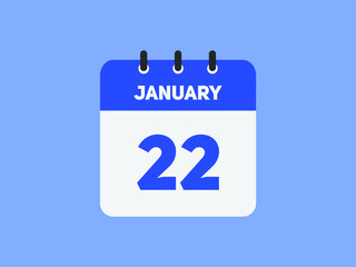 January 22 text calendar reminder. 22th January daily calendar icon template
