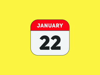 January 22 text calendar reminder. 22th January daily calendar icon template
