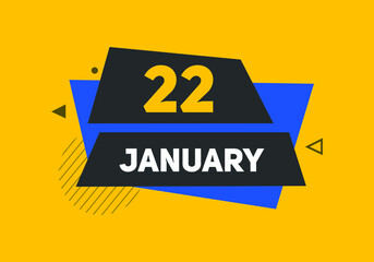 January 22 text calendar reminder. 22th January daily calendar icon template

