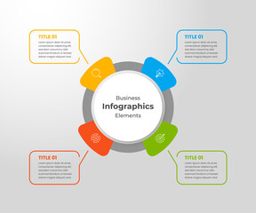 Circular 4 steps timeline infographics template for business and presentation