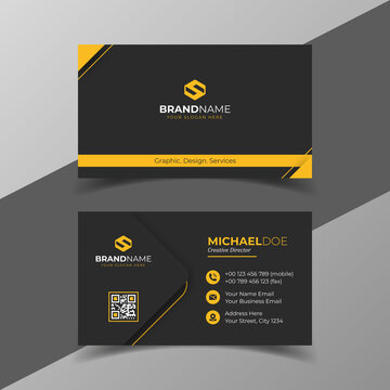 Modern business card black and yellow elegant professional