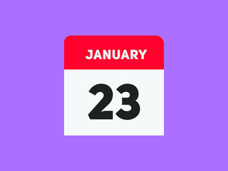 January 23 text calendar reminder. 23th January daily calendar icon template

