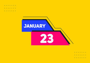 January 23 text calendar reminder. 23th January daily calendar icon template
