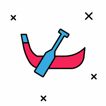 recommend clip art: Filled outline Gondola boat italy venice icon isolated on white background. Tourism rowing transport romantic. Vector