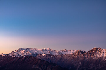 Fototapeta na wymiar Winter sunset in the Julian alps