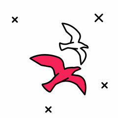 Filled outline Bird seagull icon isolated on white background. Vector