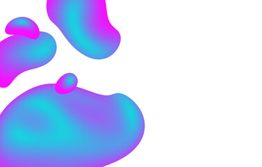 Abstract multicolor liquid pattern. Colorful fluid overlapping shapes on white vertical background. Glowing blue neon lights illustration.