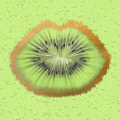 Kiwi kiss hand drawn on canvas illustration