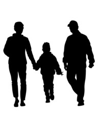 Families with little child on white background