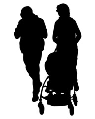 Families with little child on white background