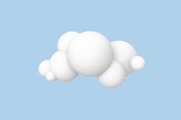 White clouds set isolated on a blue background