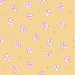 seamless doodle pattern background with hand draw flower from chalk colour , kids pattern