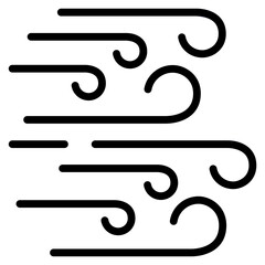 Wind filled line color icon