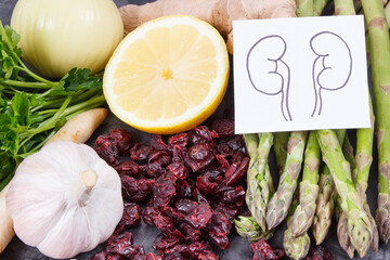 Natural food for healthy kidneys. Nutritious eating containing vitamins