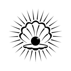 Open shell with pearl icon logo isolated on white background