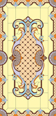 Fototapeta na wymiar Vector color pattern of stained glass ceiling. Classic pattern of Ancient Greece and the Roman Empire. 