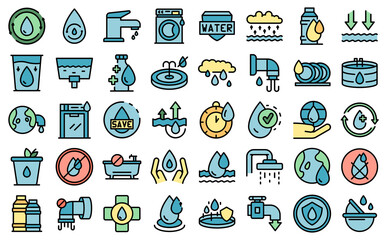 Save water icons set vector flat